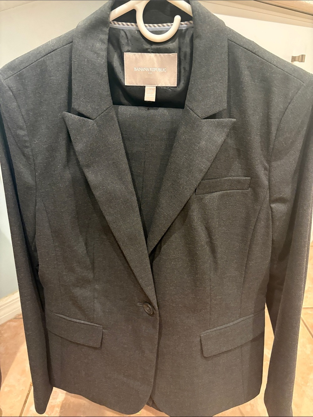 Banana Republic Women's Dark Charcoal Single-Button Blazer and Slacks Suit